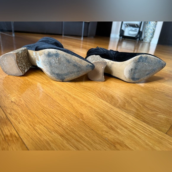 Womens Betsey Johnson Kacey Black Velvet Glitter Block Heel Booties Size 7!! - Picture 6 of 8